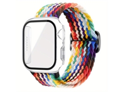 Pulseira de Nylon com Fivela de Escada e Capa Fosco Halinuia para Apple Watch Series 44 Mm , Arco íris
