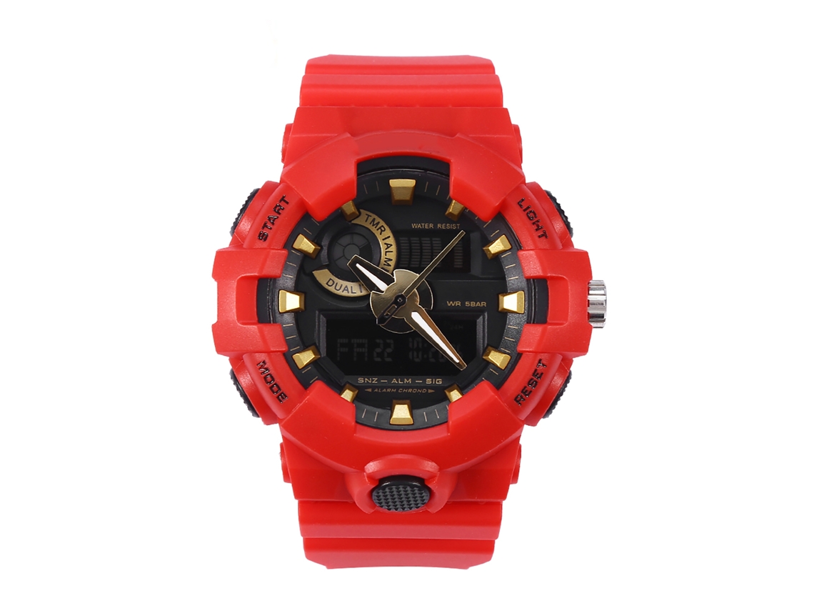 Reloj De Pulsera Redondo Smael Con Doble Display Analógico Y Digital Luz Led