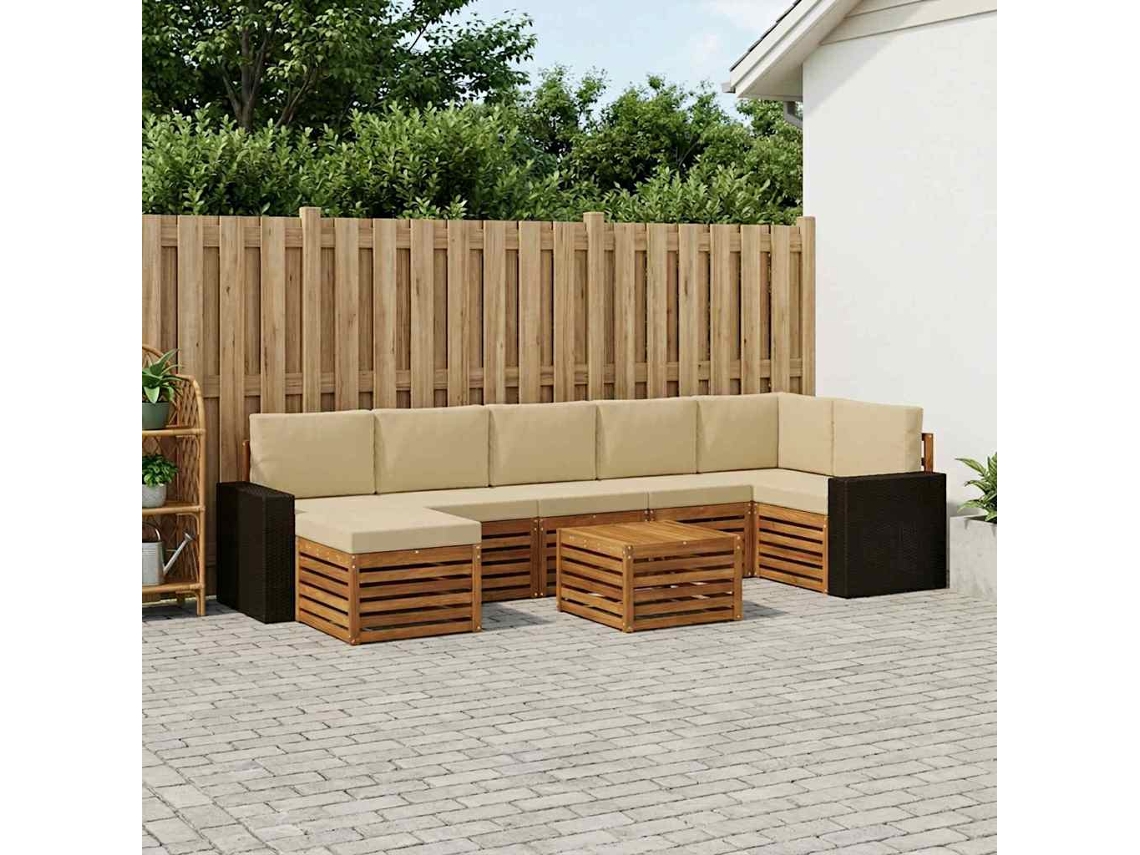Vidaxl Conjunto De Sofás Para Exterior 8 Unid. Natural E Bege