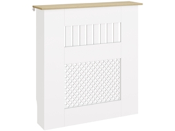 COVERTO DE RADIADOR MADEIRA RIPADA COM DETALHE EM CRUZ E PRATELEIRA, 78x19x81cm TOPBRICO