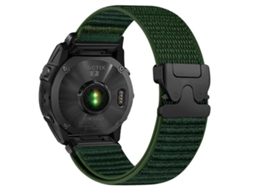 Bracelete Para Garmin (20mm) - Nylon Trançado - Estampa De Montanha - Fivela De Paraquedas - Ponteiras De Metal Verde Abeto