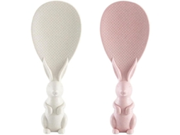 2 colheres de arroz antiaderente em forma de coelho, spatula para servir arroz (branco e Pi Bqx) | S/MARCA