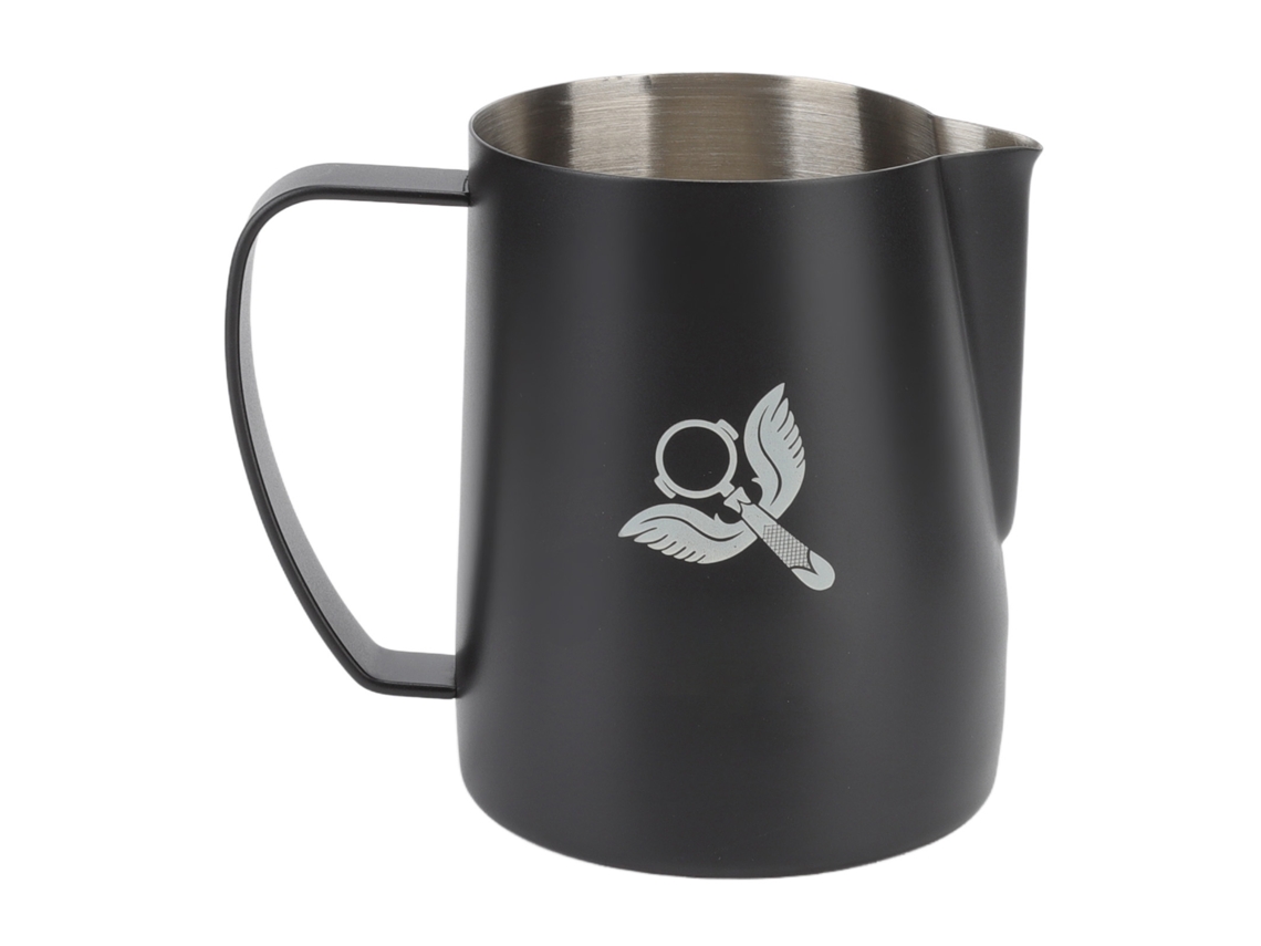 Espumador De Leite Em Aço Inoxidável 304 Com Alça Para Preparo De Café 600 Ml Preto Brilvibera