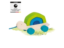 Tartaruga De Madeira Goki Para Puxar, Brinquedo Colorido Para Crianças Pequenas, Certificado Fsc.