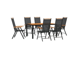 Conjunto de jantar para jardim em alumínio preto e castanho 7 peças MAISON EXCLUSIVE | MAISON EXCLUSIVE