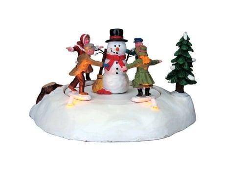 Cena Animada Iluminada Lemax O Joyeux Bonhomme 17 Cm Interior Plástico/resina