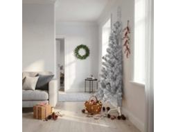 Vidaxl Meia Árvore De Natal Artificial Com Suporte 240 Cm Pet Prateado