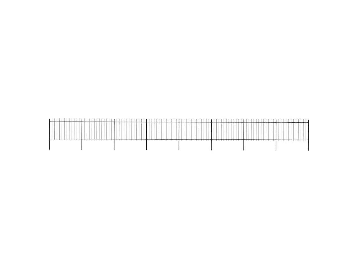 Vidaxl Cerca De Jardim Com Topo Em Forma De Lança Em Aço 1426x120 Cm, Preta