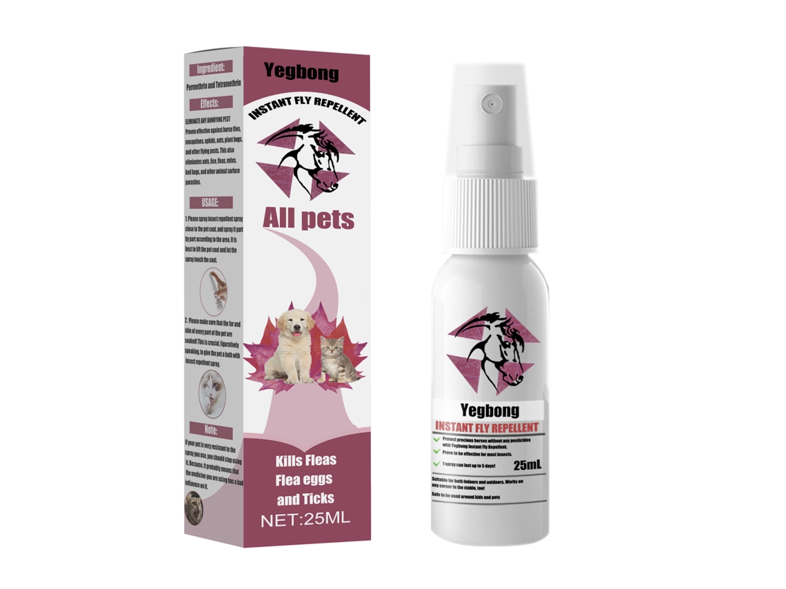 Spray Antipulgas e Carrapatos para Cães e Gatos Alivio de Coceira Yegbong