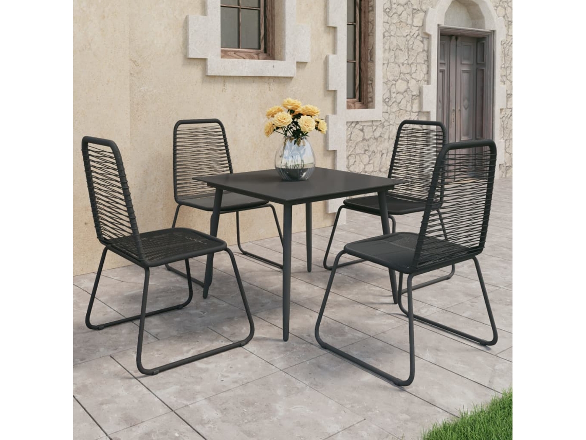 Pcs Conjunto De Jantar Para Jardim Vime De Pvc Preto Dkd Home Decor