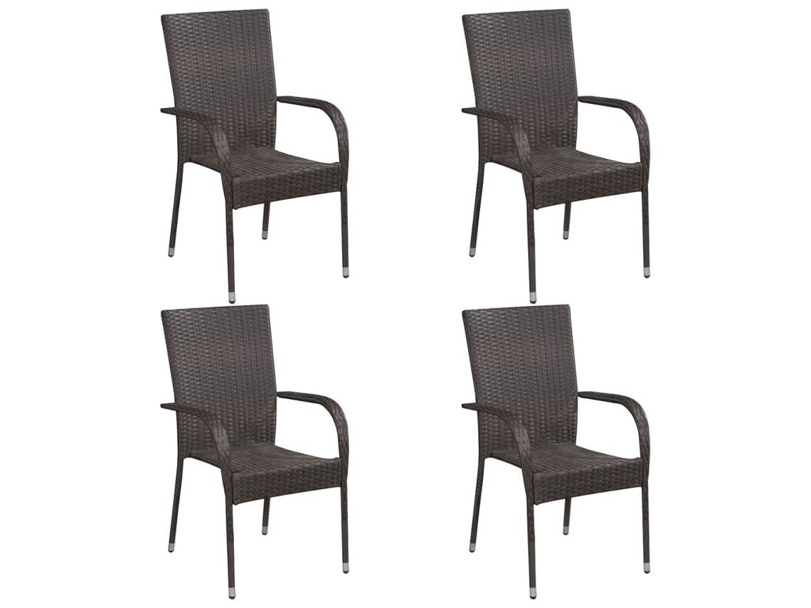Maison Exclusive - 5 Pcs Conjunto De Jantar Para Jardim Castanho