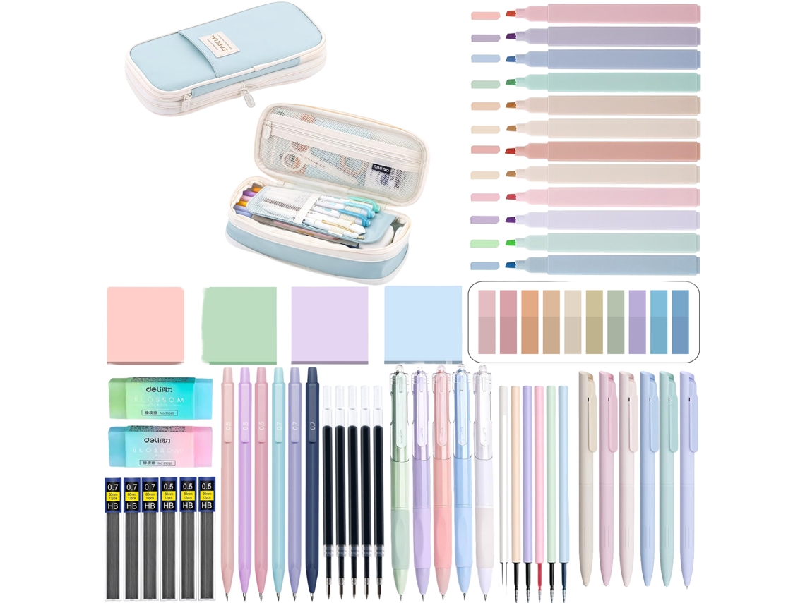 Laxiscreed Kit De Material Escolar Com Estojo Grande E Design Atraente Para Estudantes