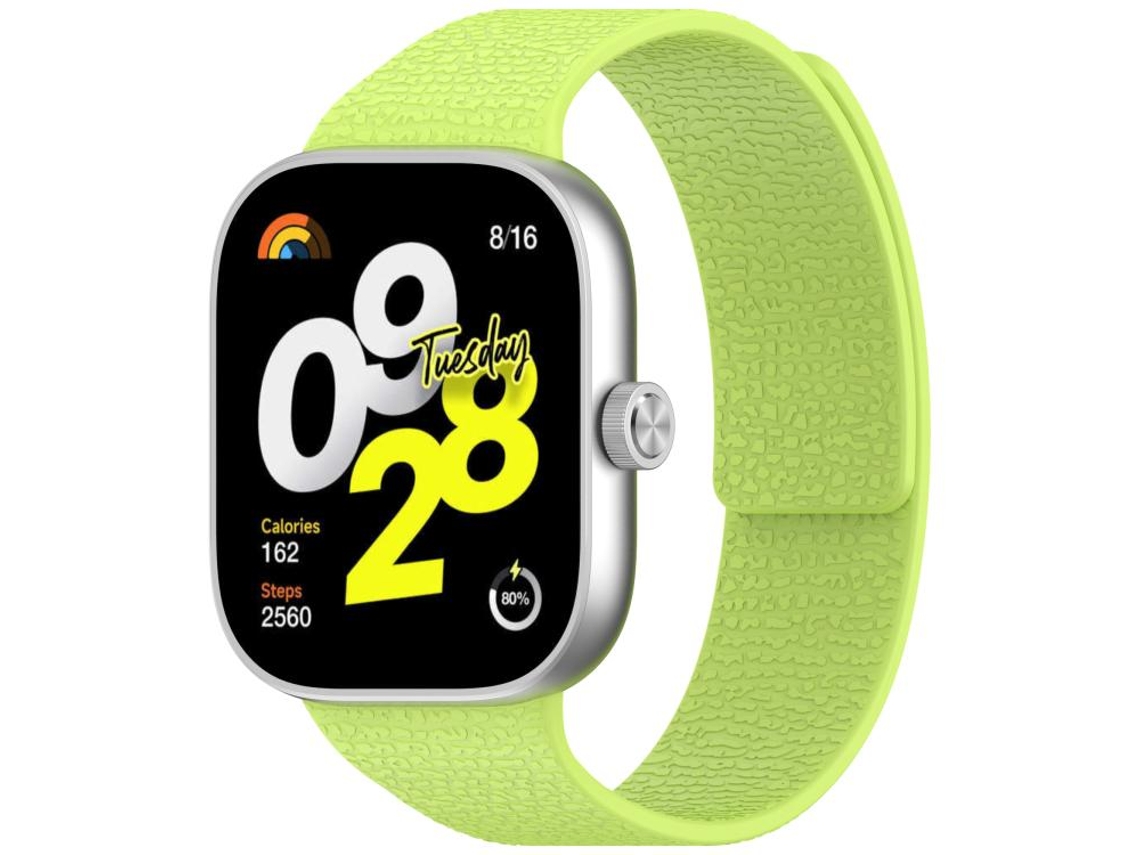 Bracelete para Redmi Watch 6 / 5 / 4 XIAOMOYU em silicone macio magnético com textura de lichia e plugue de metal verde broto