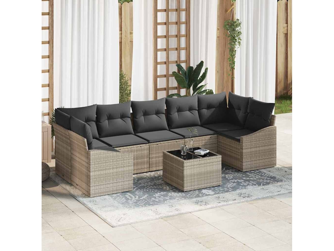 Vidaxl Conjunto De Sofás 8 Pcs Cinza Claro E Cinza Escuro Vime Pe