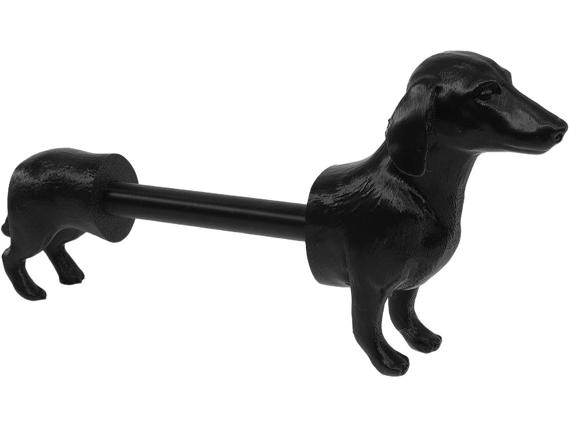 Porta Papel Higiênico Resistente E Compacto, Com Design 3d De Cachorrinho Em Resina Preta, Ideal Para Bancadas De