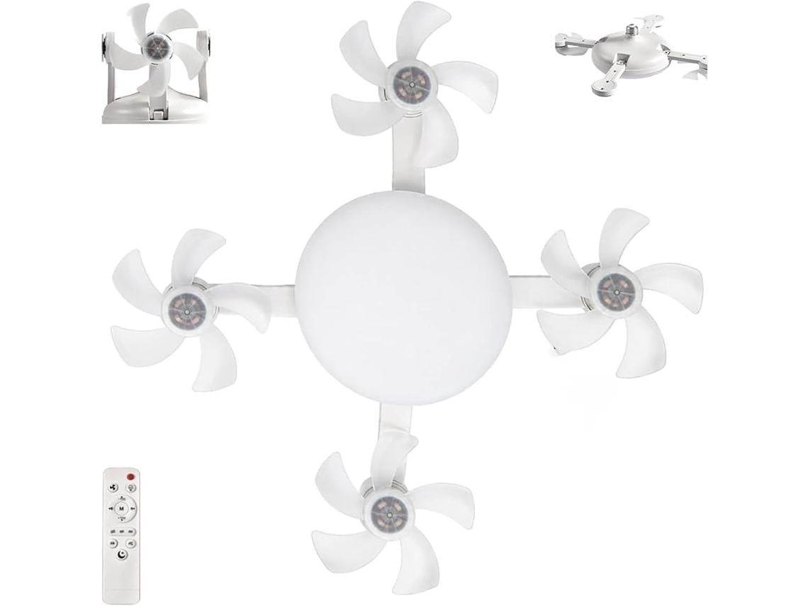 Ventilador De Teto Com Soquete E27, 2 Em 1, Lâmpada Led Rosca,