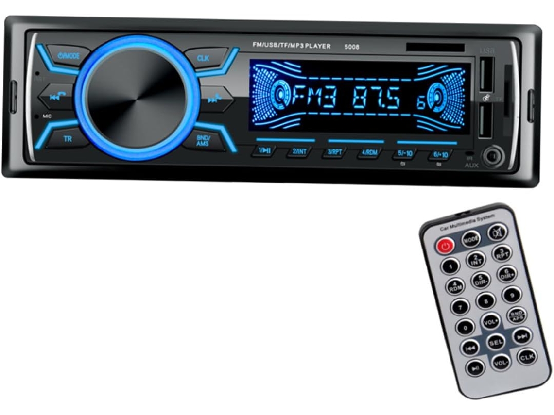 Leitor De Mp3 Automotivo Com Rádio Fm, Duas Portas Usb, Conexão Sem Fio De 12v E Visor.
