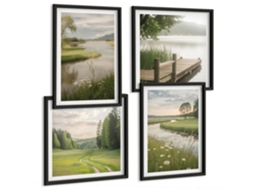 Um Conjunto De Imagens Decorativas Em Uma Moldura Ruas Venezianas Com Água Moldura Preta Fotos Para O Escritório Espelharte (conjunto De 4 Imagens)