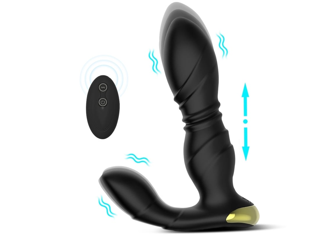 Retractable Vibrator With Wireless Remote Control, Black Prostate Massager