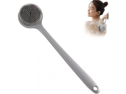 Escova de Banho de Silicone, Escova de Silicone Macia com Cabo Longo, Esfoliante para as Costas, Remove Células Mortas da Pele (cinza)