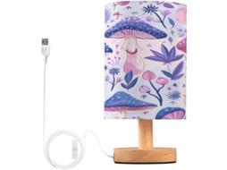 Abajur De Cabeceira In Format Cogumelo Aquarelado Para Quarto, Con Portas de Regamento USB C, Luminária De Mesa