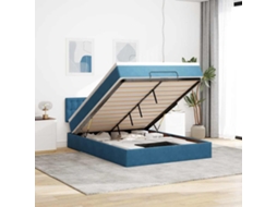 Estrutura De Cama Otomana Com Colchão 140x200 Cm Azul Escuro