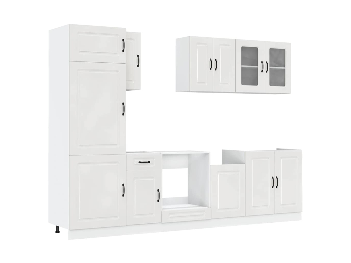 Conjunto 8 Armário de Cozinha Conjunto Kalmar VIDAXL Branco Brilhante