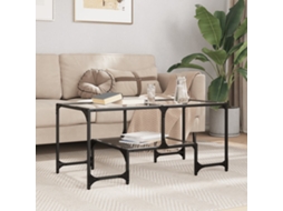 Vidaxl Mesa De Centro C/ Topo Em Vidro Transparente 98,5x50x45 Cm Aço