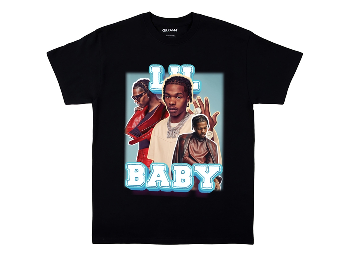 Camiseta vintage Rockinstone Lil Baby - Go Hard, preta, unissex, tamanho XL.
