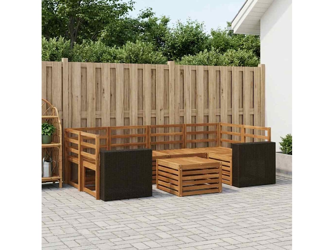 Vidaxl Conjunto De Sofás Para Exterior 7 Pcs Natural