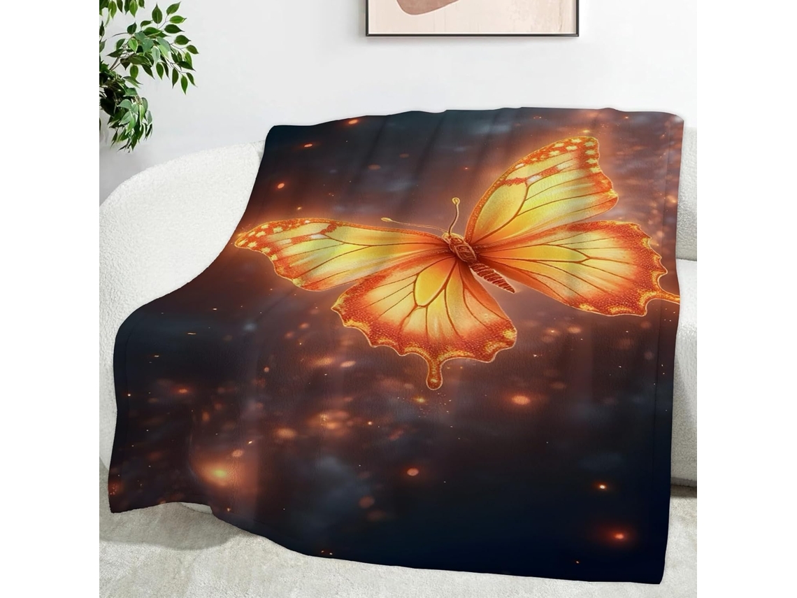 Manta Borboleta Inseto 100x130 Cm Multifuncional Macia e Aconchegante em Flanela para Cama Escritório Cochilo
