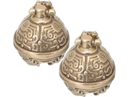 Conjunto vintage de 2 peças de porcelana sino-chinesa em metal.