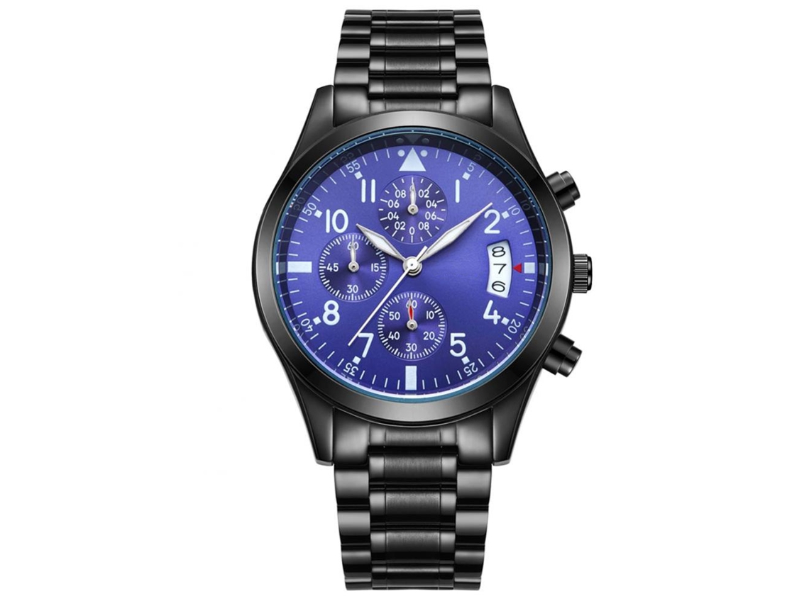 Relógio de Quartz com Pulseira de Aço Inoxidável para Homens Biden Azul S/MARCA