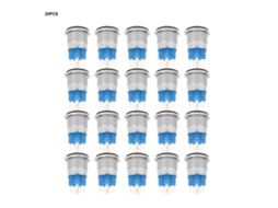 Interruptor Botão Aço Inoxidável Azul 22mm 20pcs Sunflare