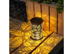 Rebe lanterna Solar Exterior, Lanterna Metálica Suspensa para Jardim e Gramado, Decoração Exterior