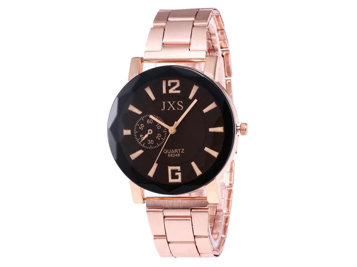 Relógio de Pulso de Quartzo com Pulseira de Aço Rosa Estilo Simples e Fashio