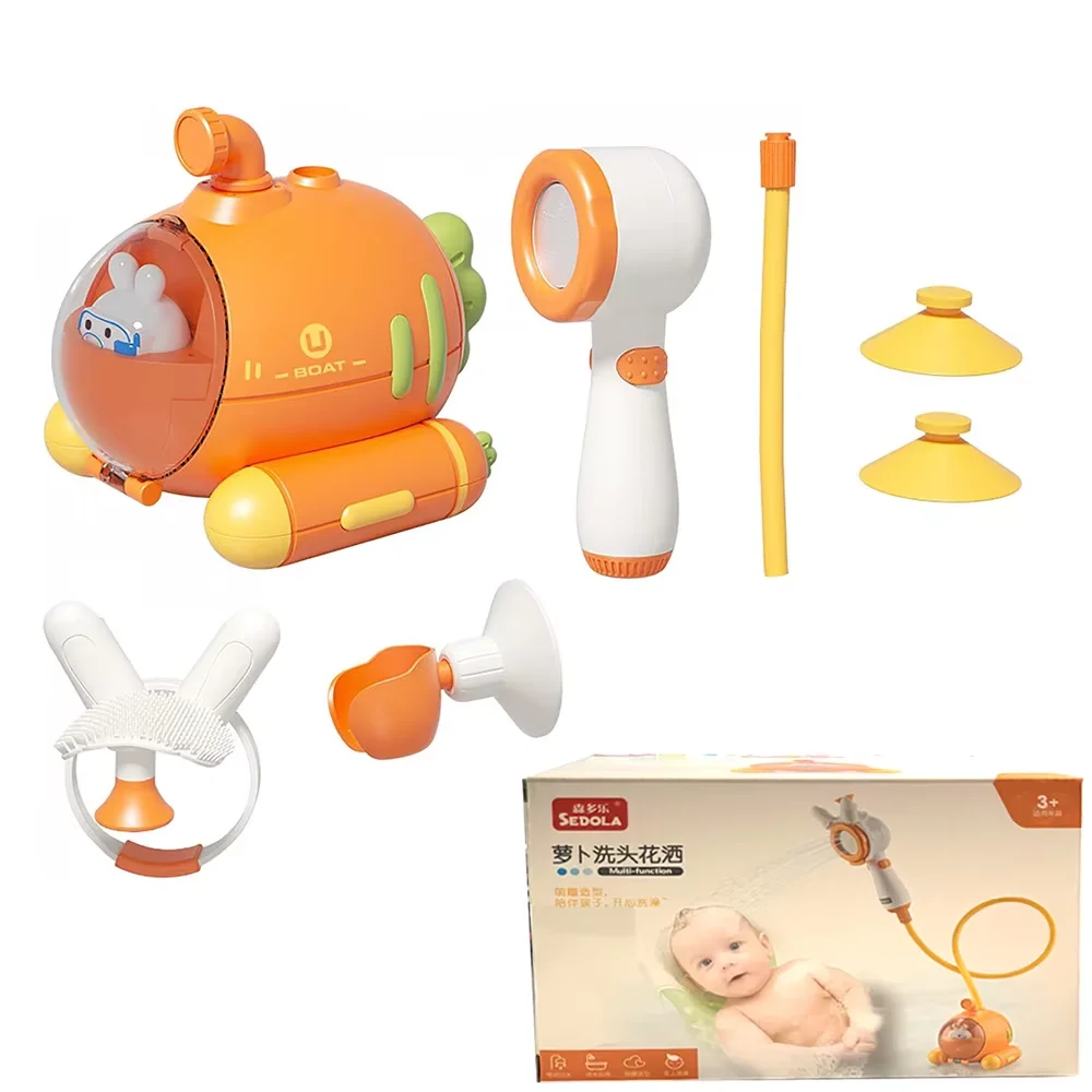 Brinquedo de Banho Infantil Submarino Elétrico com Ventosa para Chuveiro MDUG (submarino de Rabanete)