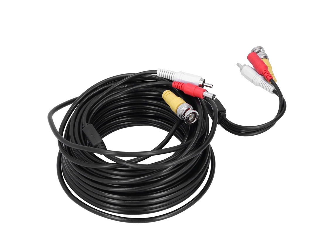 Câble Cctv Portátil 3 Em 1 Câble De Vídeo Áudio Alimentação Com Conector Bnc+rca+dc Para Sistema De Vigilância Dvr 20m 65.6ft