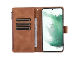 Capa De Couro Compatível Com Samsung Galaxy S22 5g, 9 Compartimentos Para Cartão, Bolso Com Zíper E Suporte Com Estampa De Losango, Capa Tipo Carteir