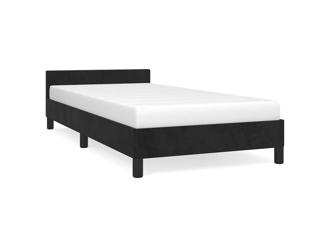Bed Frame With Headboard, Bed Frames With Headboard Vidaxl Preto Veludo (90 X 190 Cm)