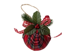 Bola de Natal de 8cm com Tecido Escocês para Decoração Festiva LAXISCREED