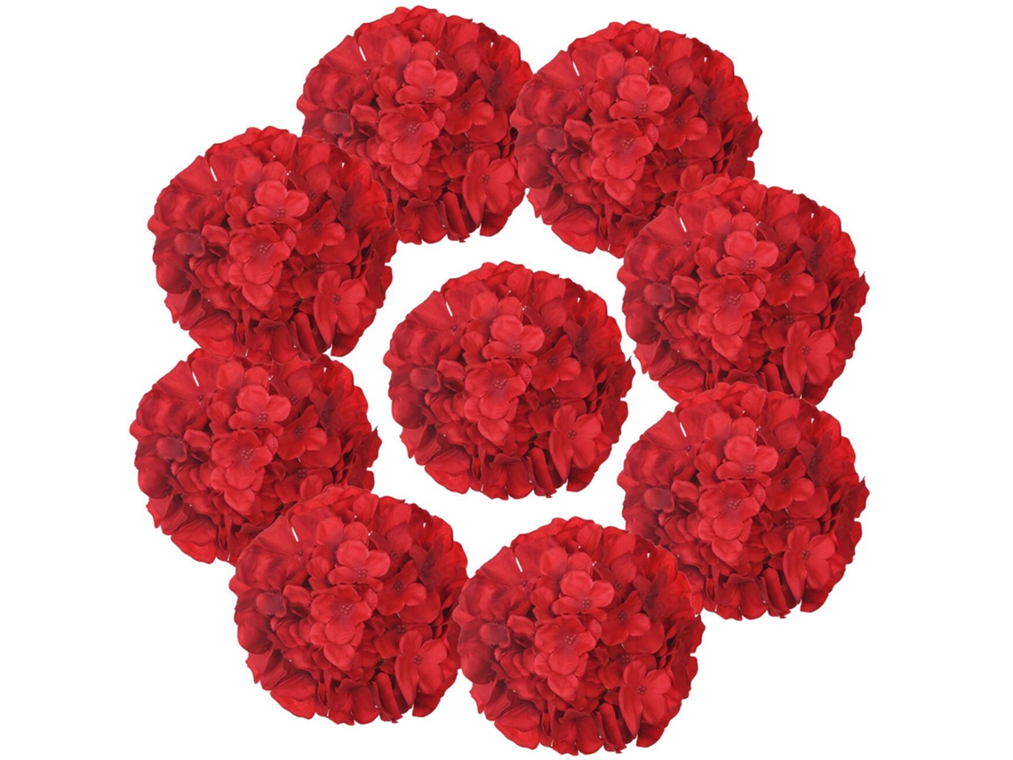 10pcs Cabeças De Hortênsia De Seda Com Hastes Flores Artificiais Para Festa De Casamento Em Casa Ehstmind (vinho Tinto)