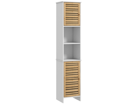 Coluna Casa de Banho MDF e Bambu cor Branco 35x30x170 cm HOMCOM