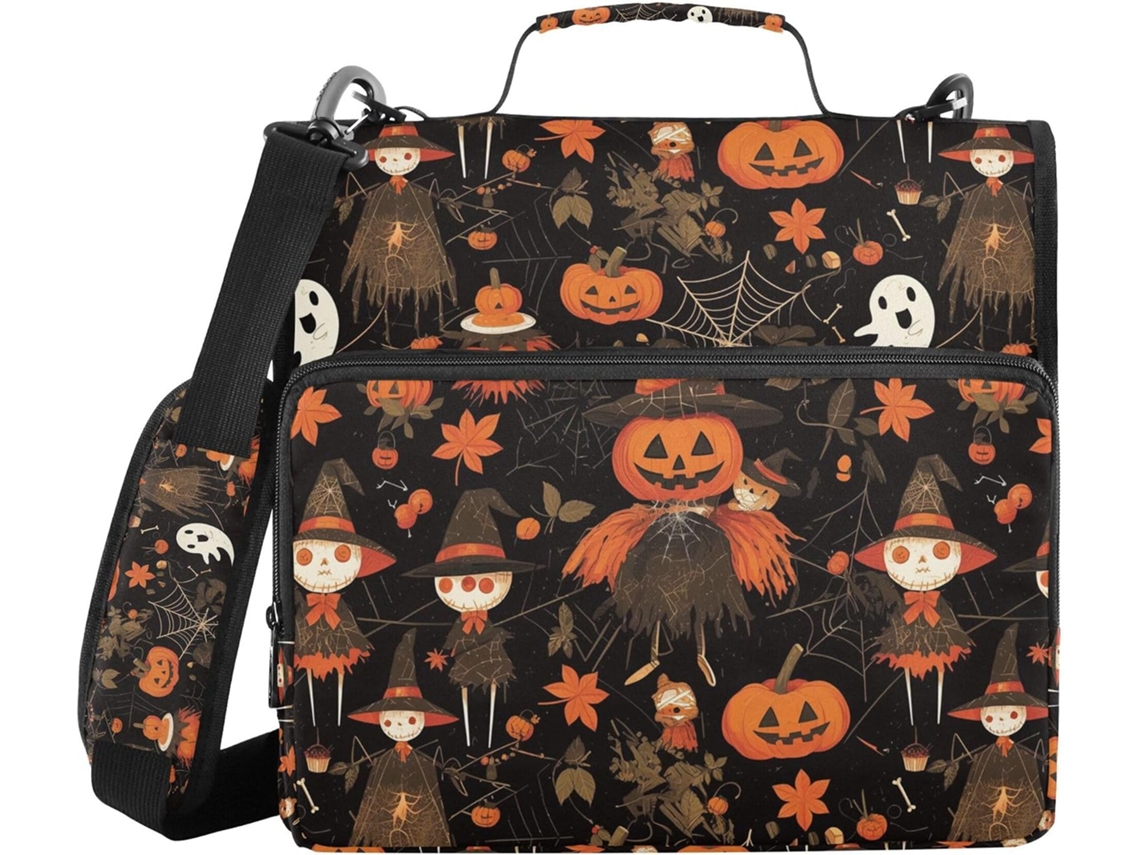 Pasta De Halloween Com Estampa Abóbora E Aranha, Fecho Com Alça, Vários Bolsos, 3, 8cm 1, 5 Polegadas, 3 Carimbos