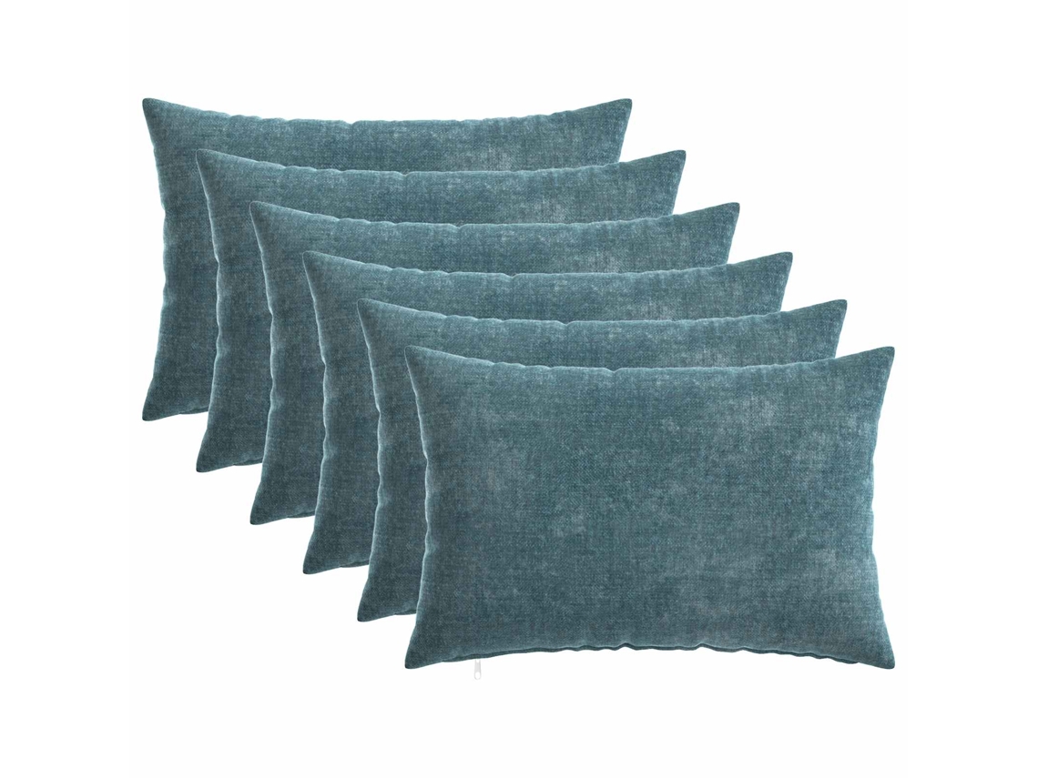 Vidaxl Capa Almofada 6 Unid. Heerlen Azul 30 X 50 Cm Tecido Chenille
