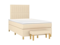 Vidaxl Cama Boxspring Com Colchão 120x190 Cm Tecido Cor Creme