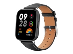 Bracelete Para Redmi Watch 3 - Couro Preto - Cabeça Chata (20mm) Preta