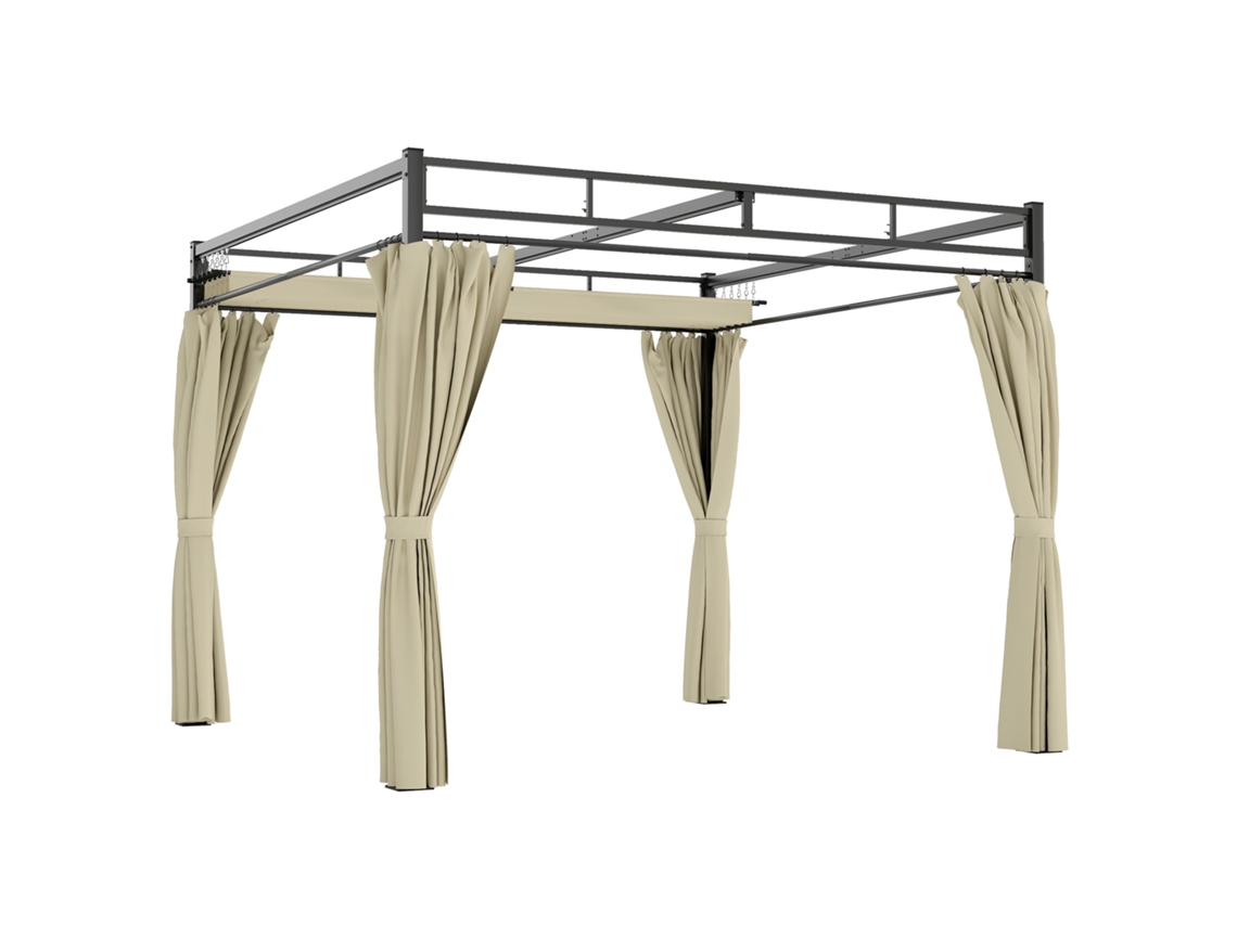 Gazebo com Toldo Reclinável 3x3 metros, Estrutura Cinza, Fibra Impermeável, UV SINI TECH STORE