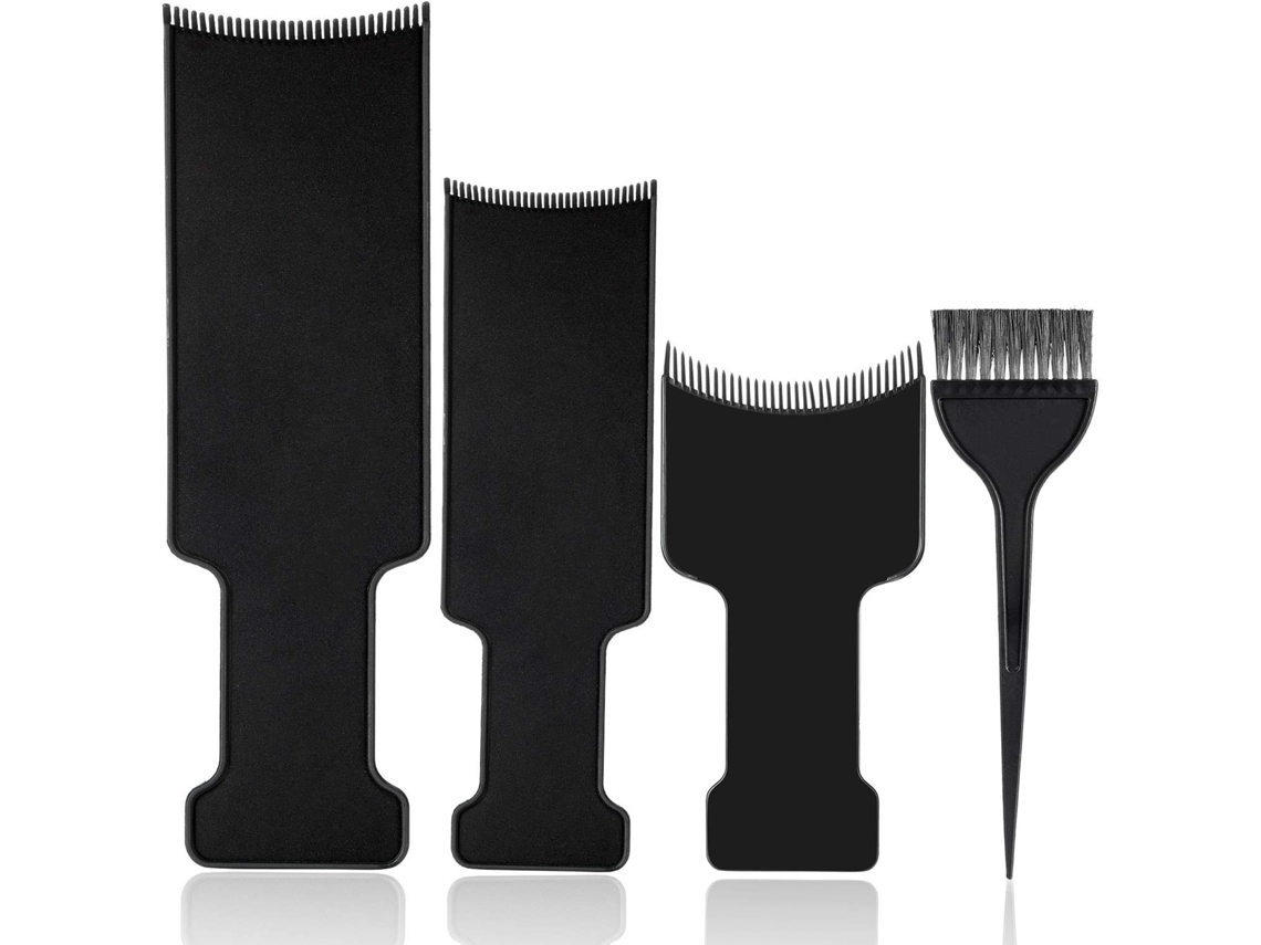 Kit de Placa de Deste Escova de 4 Peças de Topo Plano de 3 Peças e Escova de Coloração de Cabelo de 1 Peça para Tintura de Cabelo JEDBESETZT