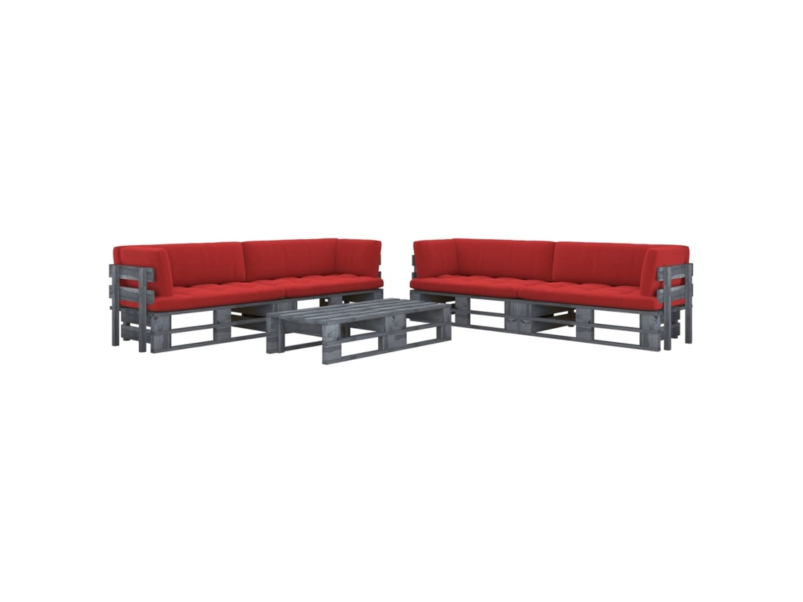 Vidaxl 6 Pcs Conj. Lounge Paletes C/ Almofadões Pinho Impregnado Cinza
